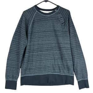 Banana Republic Mens Sweatshirt Gray Black Striped Button Heritage Collection L